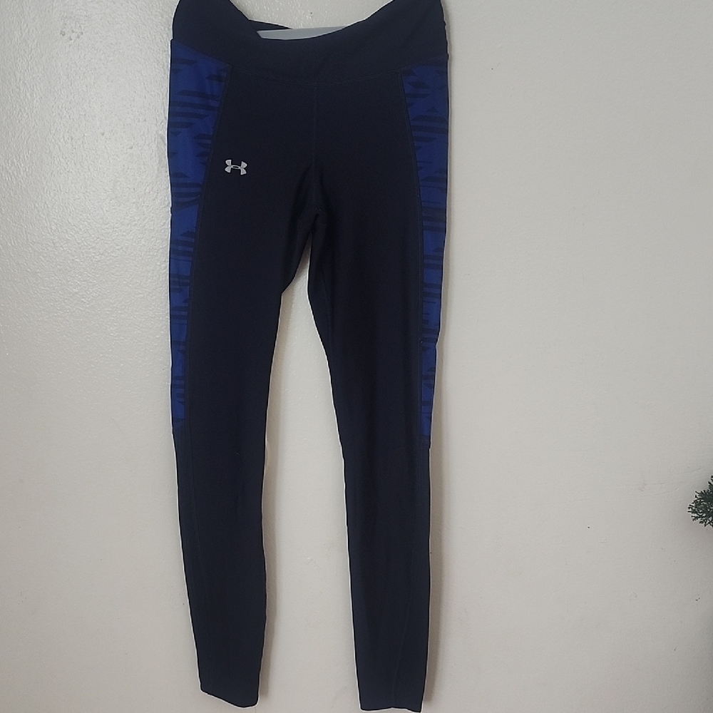 Under Armour Black Leggings with Blue Panels